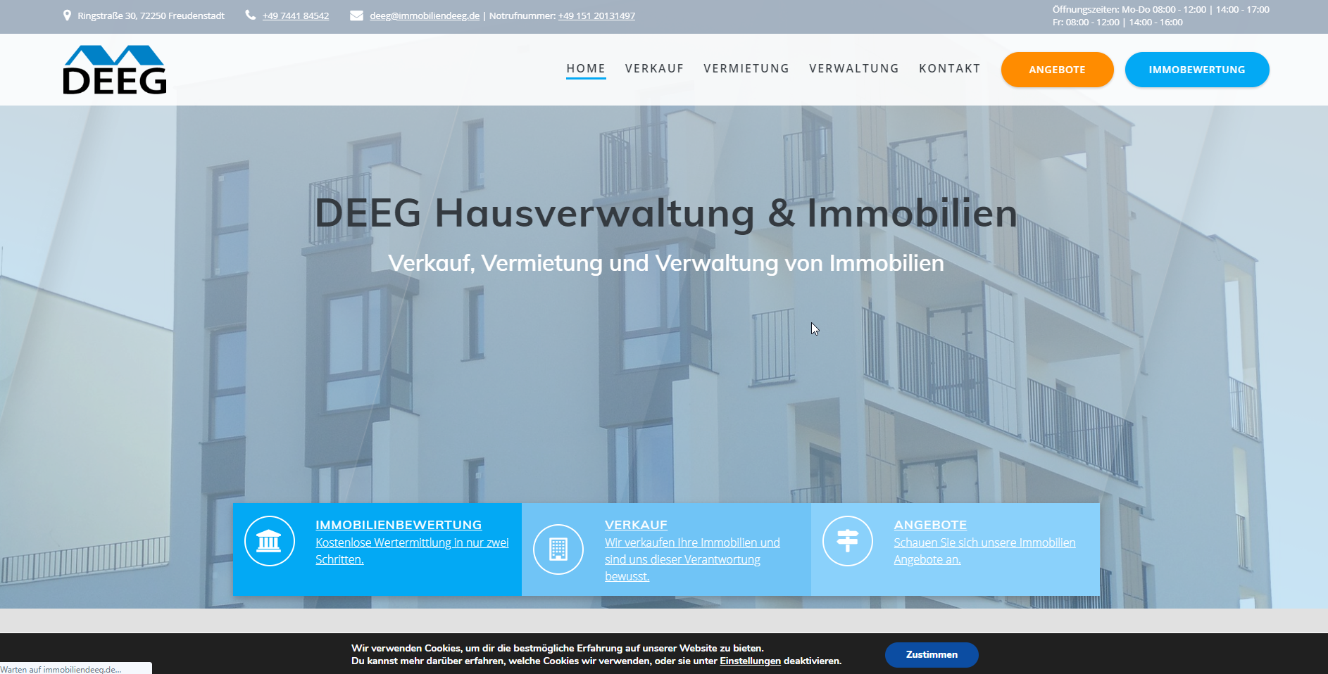 Webpräsenz Deeg Hausverwaltung und Immobilien GmbH